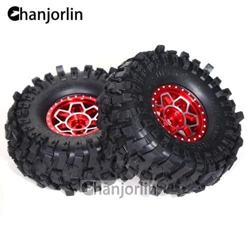 1.9 RC Beadlock Wheels Rims Aluminum Heavy Duty 1/10 Crawler Wheel Hubs For 1:10 Rock Crawler Car Axial SCX10 I II III 90046 TRX4 TRX6 VS4-10 CC01 D90 RC4WD Redcat Gen8 1.9" Tires (Red) - color: Red