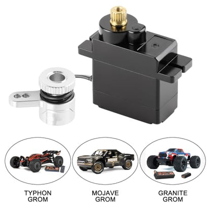 GLOBACT 1.2KG Servo with 20T Servo Saver for Arrma Grom Losi Mini-B/Mini-T | Metal Gear, Aluminum Servo Saver, For Granite Mojave Typhon Grom 1/12 1/14 1/16 1/18 RC Buggy Truck Racecar Upgrade - size: RC Servo with 20T Al Servo Saver