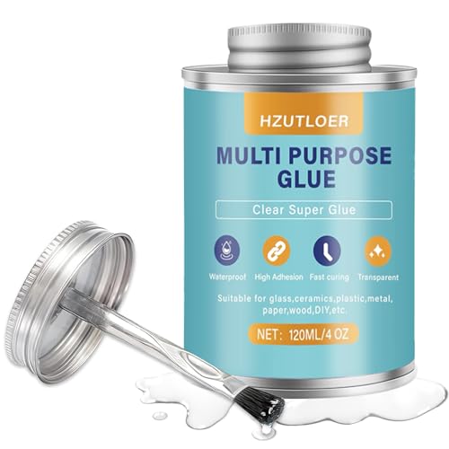 120ML Multi Purpose Contact Cement Clear Super Glue with Brush Waterproof Fast Curing Transparent All Purpose Adhesive for Glass Ceramic Plastic Rubber,Acrylic,Leather,DIY Household Repair