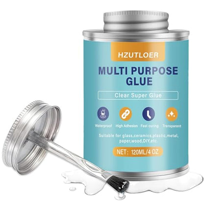 120ML Multi Purpose Contact Cement Clear Super Glue with Brush Waterproof Fast Curing Transparent All Purpose Adhesive for Glass Ceramic Plastic Rubber,Acrylic,Leather,DIY Household Repair