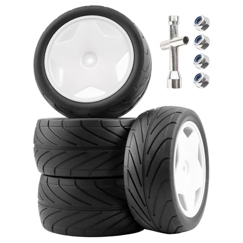 4 Pieces 12mm Hex Off-Road RC Eletric Buggy Wheels & Tires for 1/16 1/14 1/12 1/10 Scale H16PL JC16EP 16207 124010 144010 124017 124018 RC Buggy Trucks Cars