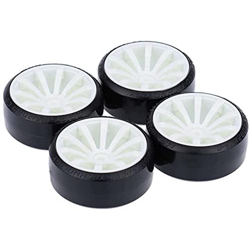 RC Plastic Wheel and Tire Set,WONFAST RC Drift Car 63mm Hard Tyres 12mm Hub Wheel for 1/10 On-Road Drifting Car Parts for HSP Tamiya HPI Kyosho TT02 (White) - color: White