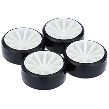 RC Plastic Wheel and Tire Set,WONFAST RC Drift Car 63mm Hard Tyres 12mm Hub Wheel for 1/10 On-Road Drifting Car Parts for HSP Tamiya HPI Kyosho TT02 (White) - color: White