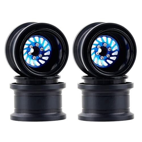 DJX TRX4MT Wheel Rims Aluminum Deep Dish Wheels for 1/18 Traxxas TRX-4MT F-150 K10 RC Monster Truck Upgrade Parts(Blue) - color: Blue