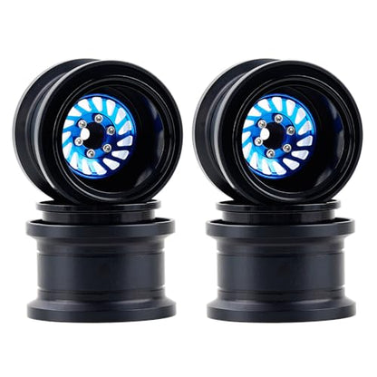DJX TRX4MT Wheel Rims Aluminum Deep Dish Wheels for 1/18 Traxxas TRX-4MT F-150 K10 RC Monster Truck Upgrade Parts(Blue) - color: Blue