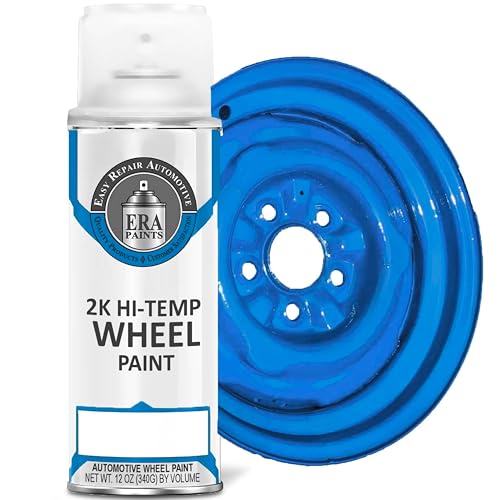ERA Paints Blue Wheel Paint With Omni-Curing Catalyst Technology - 2K Aerosol Glossy Finish With High Temp Resistance And Extreme Durability Against Color Fade And Chemicals Like Brake Fluid - color: Blue 2K Spray Paint Only