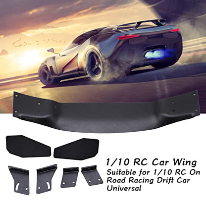 Aluminium Alloy Rear Spoiler Wing for 1/10 RC On Road Racing Drift Car, Lightweight RC Car Rear Wing with Powder Coating, Bolt - On Design for HSP Kyosho LC
