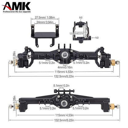 AMK TRX4M Portal Axles Extended 20mm, 109.6g CNC Aluminum TRX4M Front & Rear Axle Set with Two Servo Mounts for 1/18 RC CrawlerCar TRX4M Axle Upgrade Parts