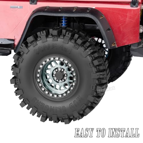Aluminum 2.2 Wheel Tires for 1/10 SCX10 SCX10 II SCX10 III SCX10 Pro TRX4 TRX6 Gen7/8 D90 VS4-10 MST CFX RC Crawler Car,2.2 Beadlock Wheel Off Road Buggy Rally RC Truck Tires,Titanium - color: Titanium - (4pcs Tires)