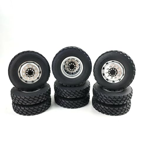 RC Car Toys Parts for Tamiya 1/14 Front Rear Wheel Tires Complete Set Metal Hub Rubber Tyre RC Tractor Truck Car Upgrade Parts