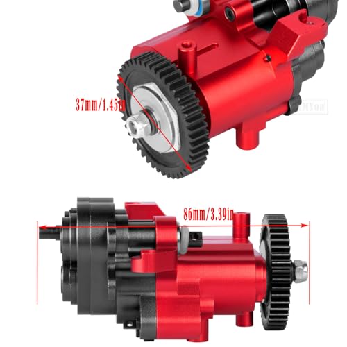 Aluminum Transmission Gearbox with Internal Gears Upgrades Part for 1/10 TRX-4 TRX-6 RC Crawler,Alloy 2 Speed Transmission Gearbox,Red - color: Black & Red - (Alloy Transmission)
