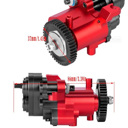 Aluminum Transmission Gearbox with Internal Gears Upgrades Part for 1/10 TRX-4 TRX-6 RC Crawler,Alloy 2 Speed Transmission Gearbox,Red - color: Black & Red - (Alloy Transmission)