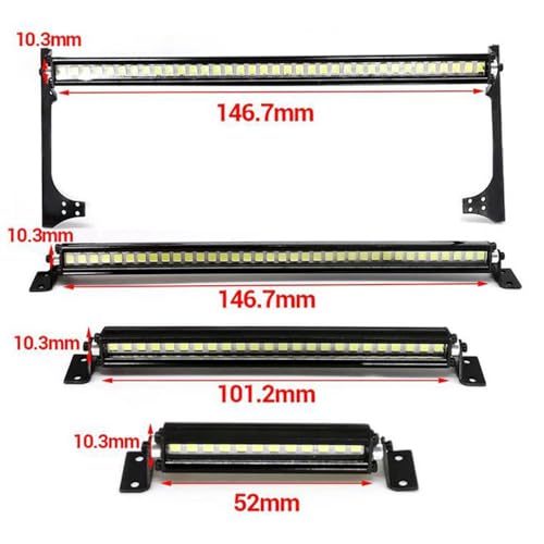REDSPIDER Aluminum RC Lights，RC Light bar/rc Light kit/RC car Lights/rc Lights 1/10 Scale/RC led Lights for 1/8 1/10 1/12 1/16 1/18 RC Crawler Buggy Truck Monster Car RC Crawler (146.7mm (5.8in)) - size: 146.7mm (5.8in)