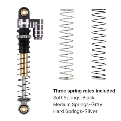 INJORA 43mm Aluminum Threaded Double Barrel Shocks for Axial SCX24 (Grey) - color: Titanium