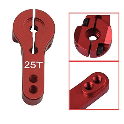 ShareGoo 5PCS Aluminum 25T Servo Horn M3 Threads 25T Steering Arm Compatible with Futaba Savox Xcore HSP TowerPro MG Servo RC Car Truck Buggy Airplane,Red