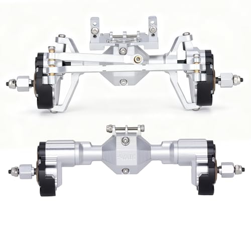 Ascent-18 Portal Axle Set for Redcat Ascent-18 Upgrade, CNC Aluminum Front & Rear Axles with Brass Portal Covers, Steel Gears, Servo Mount & Steering Links (Silvery) - color: Silvery