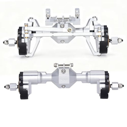 Ascent-18 Portal Axle Set for Redcat Ascent-18 Upgrade, CNC Aluminum Front & Rear Axles with Brass Portal Covers, Steel Gears, Servo Mount & Steering Links (Silvery) - color: Silvery