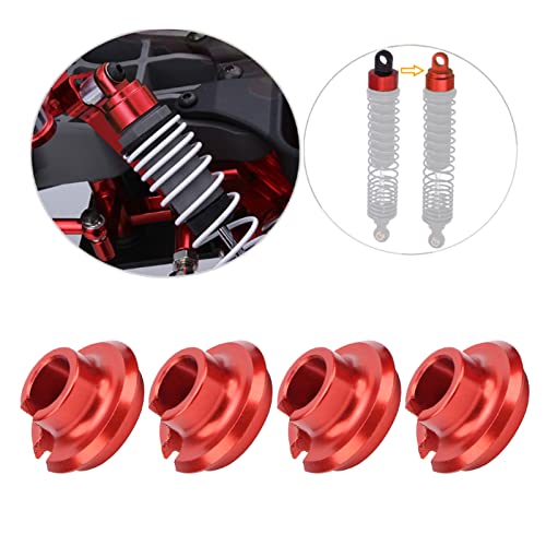 RC Spring Retainers, Durable Shock Cups Upgrade for Smooth Ride, 4Pcs Red Set for 1/10 Scale RC Cars Off-Road Racing and Hobbyist Maintenance