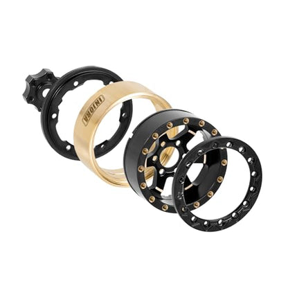 INJORA 1.3" Black Brass -5.25mm Offset Beadlock Wheel for 1/24 1/18 RC - color: Black Brass