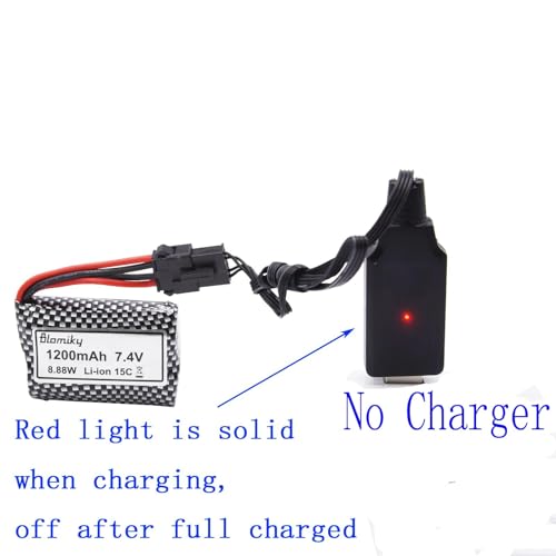 Blomiky 2 Pack 7.4V 1200mAh Li-ion Rechargeable Battery with SM-5P Plug and USB Cable for Some Kind Version TX123 HJ826 RC Boat / R208