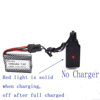Blomiky 2 Pack 7.4V 1200mAh Li-ion Rechargeable Battery with SM-5P Plug and USB Cable for Some Kind Version TX123 HJ826 RC Boat / R208