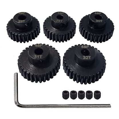 3.175mm 48P Pinion Gear 28T 29T 30T 31T 32T 1/10 RC Motor Gears Set | Metal Steel,With Hex Key for Arrma HSP HPI AXIAL Tamiya Losi Brushless Brush Motor RC Upgrade Part - style: 28T 29T 30T 31T 32T