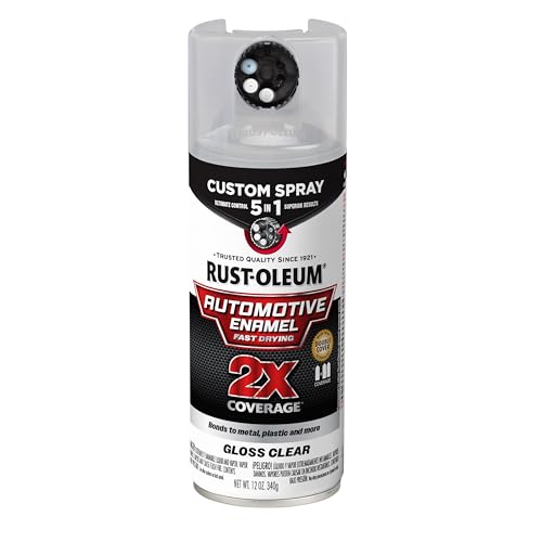 Rust-Oleum 2X Automotive Enamel 5-in-1 Spray Paint, Gloss Clear | Fast Dry, Adjustable Custom Spray Dial, Multi Surface (Metal, Wood, Plastic and More), Any Angle, Ultimate Coverage - color: Gloss Clear, size: 12 Ounce (Pack of 1)