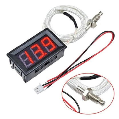 12V Green Fahrenheit Digital Temperature Gauge -58F~239F LED Display Screen with Terminal Wire and 0.5 Meter K-Type Thermocouple