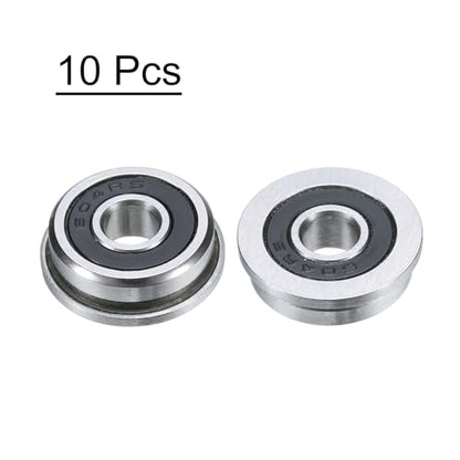 uxcell F604-2RS Flanged Ball Bearing 4x12x4mm Double Sealed Chrome Steel Flange Bearings, 10pcs - size: F604-2RS