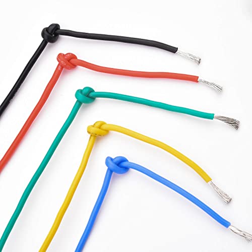 20 Gauge Wire Stranded Electrical Wire 20 AWG Electric Hook Up Wire Kit Flexible Silicone Tinned Copper Wires, OD:1.8mm, 5 Colors 19.6ft Each, with Free 20pcs φ3mm Heat Shrink Tubing - style: 20AWG - 5 Rolls 19.6ft each