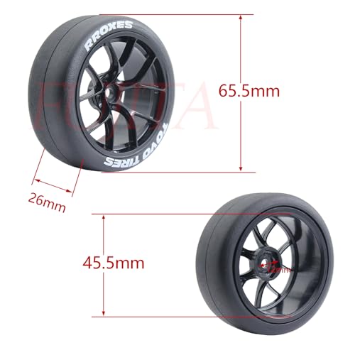 fujita 12mm hex 1/10 RC Drift Tires and Hard Plastic Wheels Rims Rally Racing Tyres for Tamiya XV01 XV02 TT02 PTG HSP RGT Kyosho FAZER MK2 Lc Racing PTG (Black) - color: Black