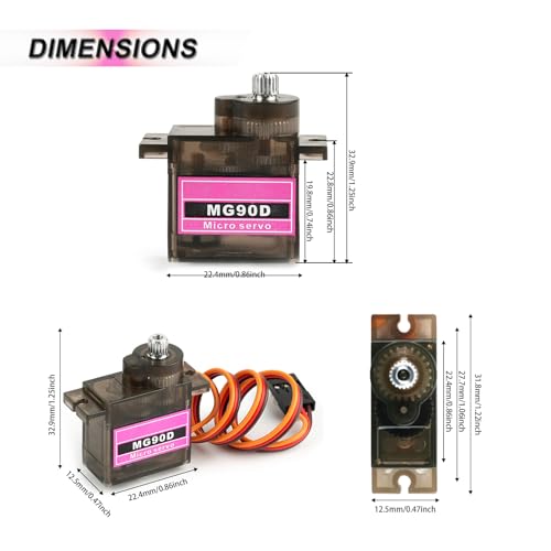 4 Pack MG90D Digital Servo 9g Lightweight Servo Full Metal Gears Micro Servo for Arduino Project RC Helicopter Boat Robot Car Gimbal - style: 4PCS MG90D - 180 Degree