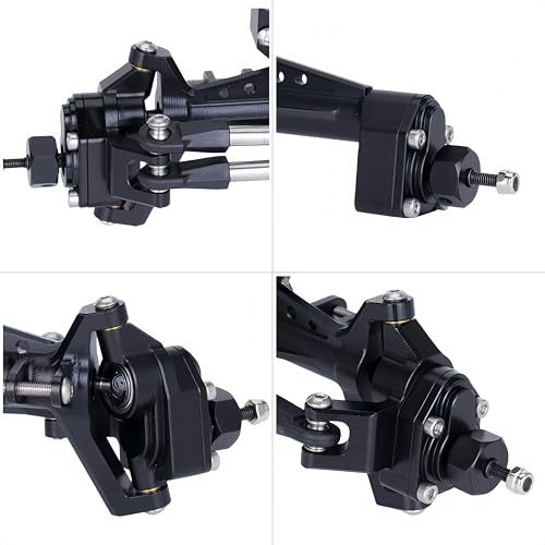 UTB18 CNC Aluminum Portal Axle Set — Complete Front & Rear Upgrade for Axial UTB18 Capra 1/18 RC Crawler, Total Weight 335g (Black) - color: Black