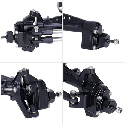 UTB18 CNC Aluminum Portal Axle Set — Complete Front & Rear Upgrade for Axial UTB18 Capra 1/18 RC Crawler, Total Weight 335g (Black) - color: Black