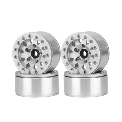 4PCS 1.55 Inch Aluminum Alloy Metal Beadlock Wheel Rim Hubs Replacement Accessory for AX90069 D90 TF2 CC01 Tamiya 1/10 RC Crawler Car Upgrade Parts(10Holes-Silver) - color: 10holes-silver