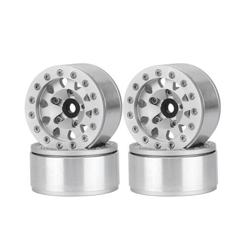 4PCS 1.55 Inch Aluminum Alloy Metal Beadlock Wheel Rim Hubs Replacement Accessory for AX90069 D90 TF2 CC01 Tamiya 1/10 RC Crawler Car Upgrade Parts(10Holes-Silver) - color: 10holes-silver