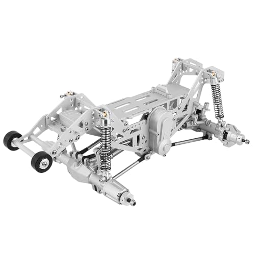 1:18 Metal Upgrade Chassis Frame with Axles Gearbox for RC LOSI Mini LMT 1/18 Digger Monster Truck Brushed RTR LOS01026 Metal Upgrade Parts (Silver) - color: Silver