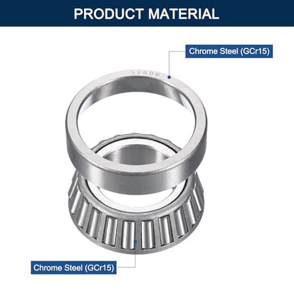 2 Pack 32006 Tapered Roller Bearing Cone and Cup Set | 30mm Bore 55mm OD 17mm Cup Width, Chrome Steel Taper Bearings Set, ABEC-3 - size: 32006