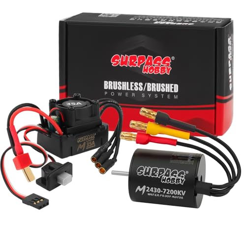 1/16 1/18 RC Brushless Sensorless Motor 35A ESC Combo,2430 7200KV | Waterproof Sensorless Motor,Surpass Hobby,Electric Speed Controller Set,for RC Model Car Truck - size: 7200KV, style: 2430
