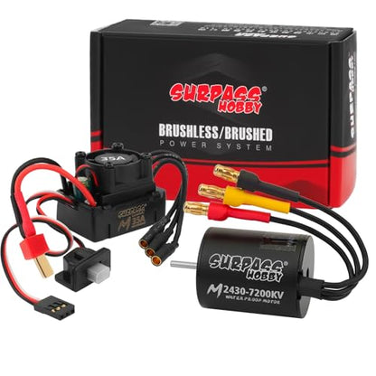1/16 1/18 RC Brushless Sensorless Motor 35A ESC Combo,2430 7200KV | Waterproof Sensorless Motor,Surpass Hobby,Electric Speed Controller Set,for RC Model Car Truck - size: 7200KV, style: 2430