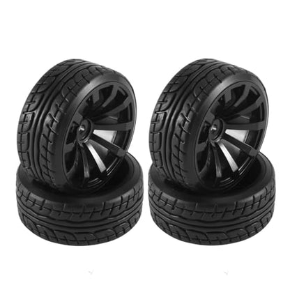 RC Tires Tyres Wheels Compatible with Tamiya for TT01 for TT02 XV01 1/10 RC for Racing Car Hard Plastic 65mm Tires On Road for Touring Drift Car Wheels