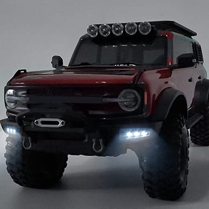 MORLORDY RC Front Bumper White LED Side Lights Headlight for 1/10 Scale RC Crawler Car TRX4 2021 Bronco Upgrades