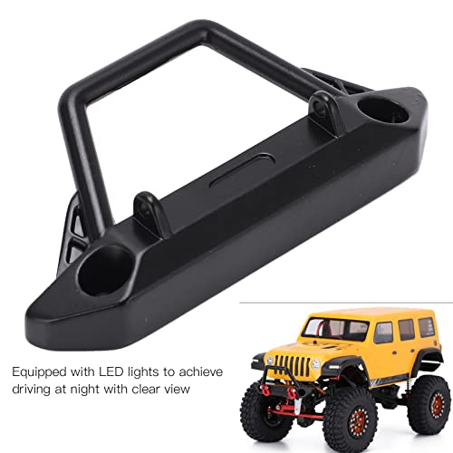 RC Front Bumper Set, RC Metal Bumper High Hardness Remote Control Car Front Bumper with 2 LED Headlights for SCX24 1/24 RC Car Crawler Scx24 Bumper