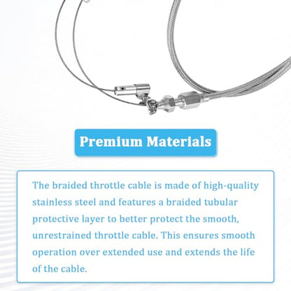 36" Car Braided Throttle Cable Kit, Adjustable Stainless Steel Vehicle Fuel Line Gas Accelerator Cable, Automotive Throttle Lines Replacement Set, Universal for SUV RV Truck - size: 36''