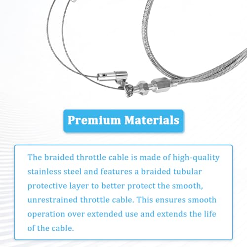 Car Braided Throttle Cable Kit, Adjustable Stainless Steel Vehicle Fuel Line Gas Accelerator Cable, Automotive Throttle Lines Replacement Set, Universal for SUV RV Truck - size: 24''