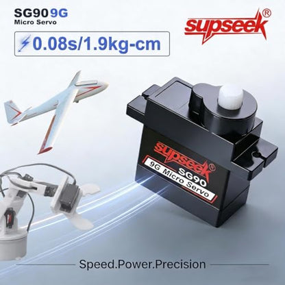 SG90 9g Micro Servo Motor, Metal Motor Gear & Shaft, 1.9kg·cm 0.08s/60° Mini Servos for Arduino, RC Airplane, Robot Arm, Car, Boat DIY Projects (4 Pcs) - size: 4