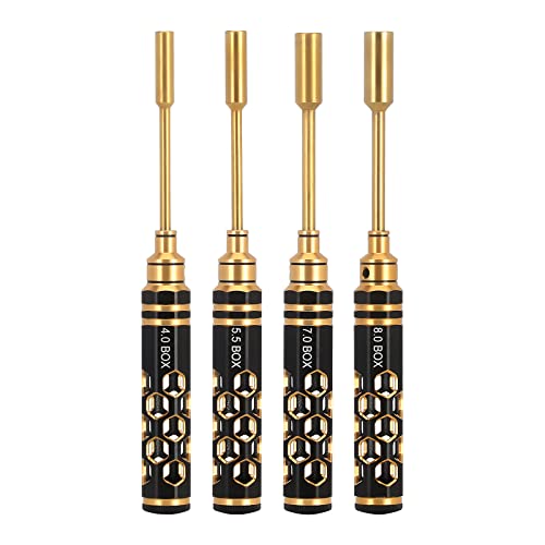 INJORA 4PCS RC Hex Nut Driver Set 4/5.5/7/8mm Socket Driver RC Tool Kit