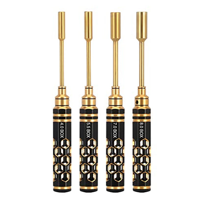 INJORA 4PCS RC Hex Nut Driver Set 4/5.5/7/8mm Socket Driver RC Tool Kit