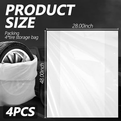 4PCS Extra-Large Tire Covers,Tear-Resistant LDPE Plastic Tire Bags for Storage & Transport Car Tires Wheel,Waterproof Dustproof Tire Storage Bag Car Accessories for Most Vehicles (4PCS) - size: 4PCS