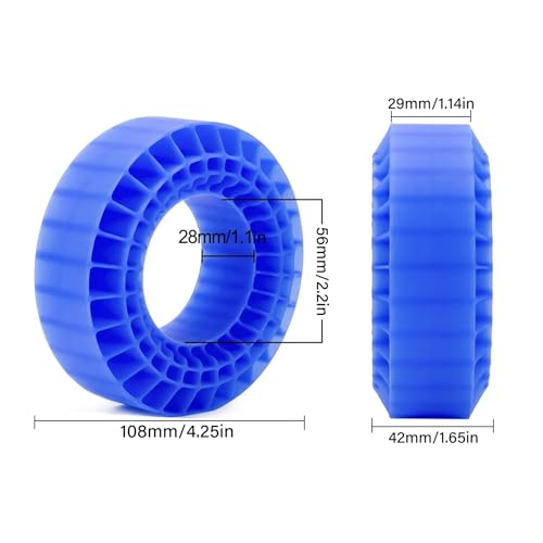 1.9 Silicone Tire Inserts 108x42mm, Soft 45-50A RC Tire Foam Inserts for 1/10 RC Crawler Tires, Waterproof Silicone Inner Foam, 4PCS (Blue) - color: Blue